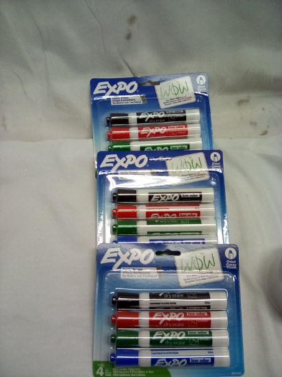Expo Dry Erase Markers 4 Markers Qty 3 Packs