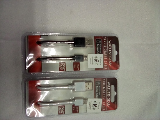 Wireless Gear Micro USB to USB Syne & Charging Cord 10ft Qty 2
