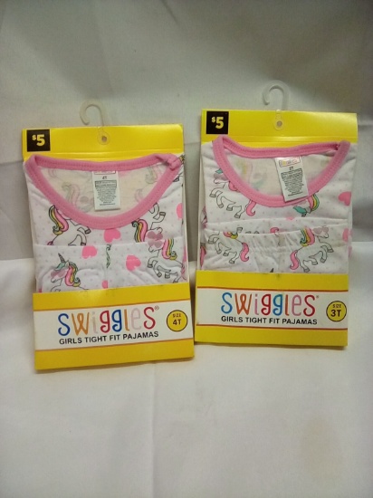 Swiggles Girls Tight Fit Pajamas Size 4T and 3T Qty 2 Sets