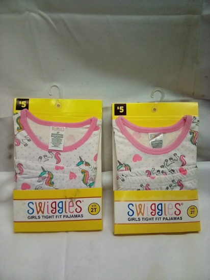 Swiggles Girls Tight Fit Pajamas Size 2T Qty 2 Sets
