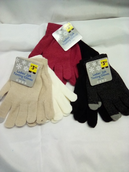 Ladies 2pk Texting Gloves One Size Qty 3 Packs