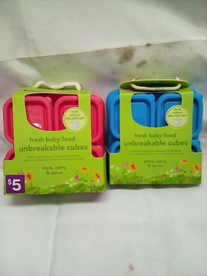 Qty 2 Fresh Baby Food Unbreakable Cubes 4 pack