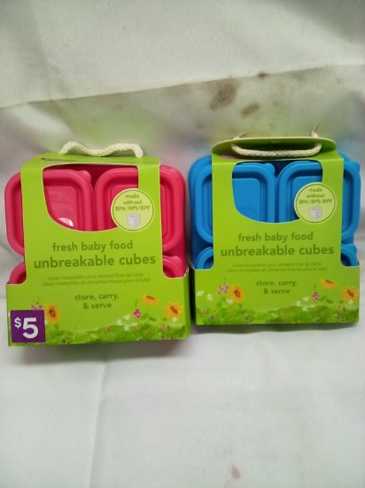 Qty 2 Fresh Baby Food Unbreakable Cubes 4 pack