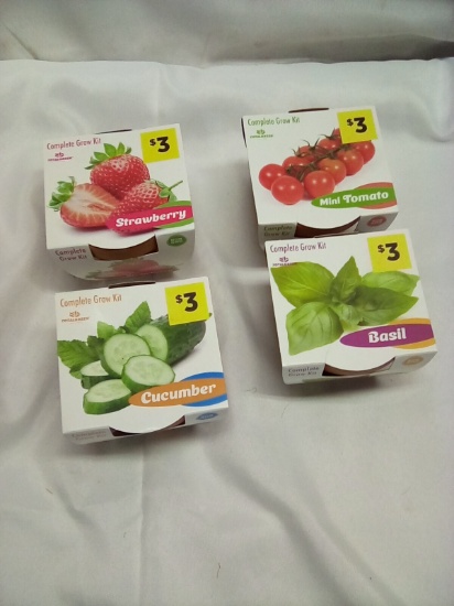 Complete Grow Kits with Clay Pot (Strawberry, Tomato, Cucumber & Basil)
