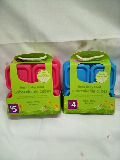Qty 2 Fresh Baby Food Unbreakable Cubes 4 pack