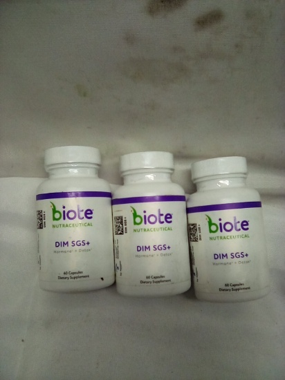 Qty 3 Biote DIM SGS+ Hormone+Detox 60 Capsules