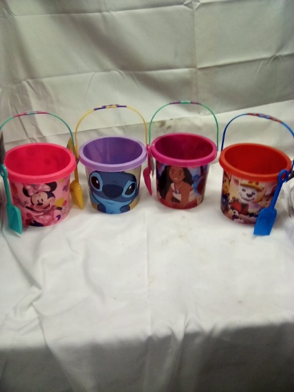 Characters Sand Buckets with Shovels Qty 4