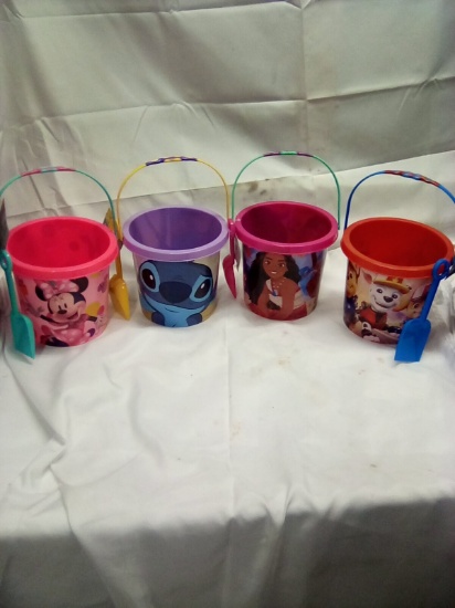 Characters Sand Buckets with Shovels Qty 4