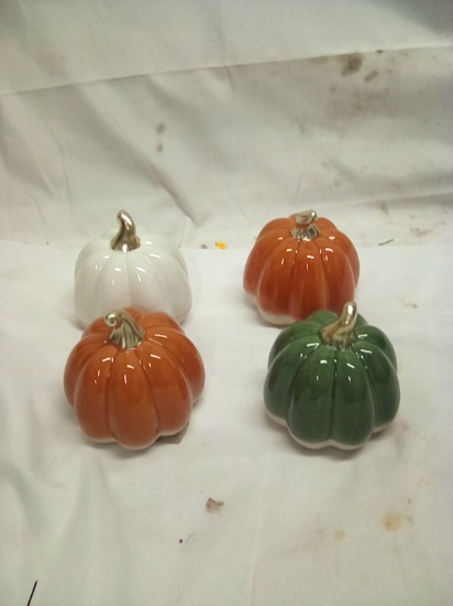 Ceramic Pumpkin Set Qty 4 Pumpkins