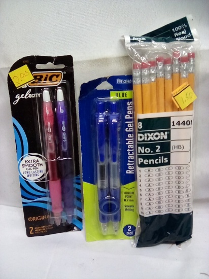 Bic Gelocity, Blue Gel Pens, 8ct No 2 Pencils