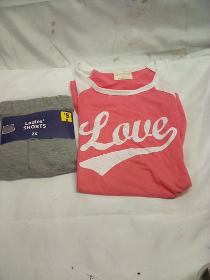 Ladies Shorts Size 2X and Ladies T Shirt Size Medium