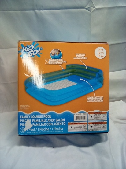 H2O Family Lounge Pool 10ft x 7ft 2 in x 27in With Cup Holder & Bench