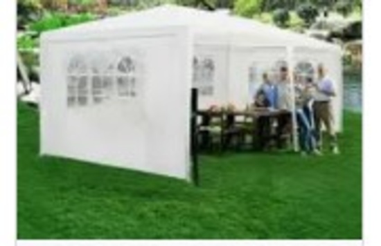Costway 10f x 20ft White Steel Frame Canopy Tent with Sidewalls and Stakes