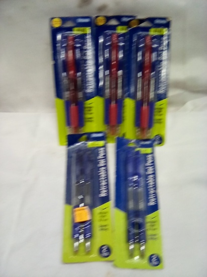 Qty 5 Retractable Gel Pens 2 Pack with Bonus Pen