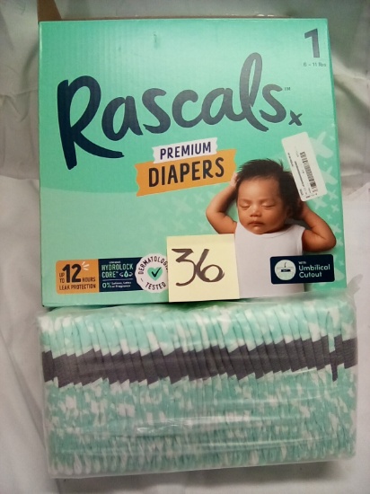 Rascals Premium Diapers Size 1 6-11lbs 36ct