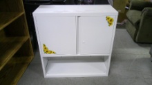 White Metal Locking Double Door Wall Cabinet w/ Keys