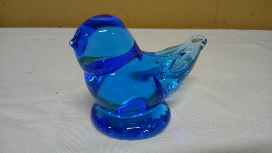 Signed Ron Ray Blue Bird of Happiness Art Glass Figurine