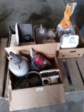Skid lot of various jugs, pioneer seed corn (P0216AM), mirrors, wiring harnesses, hose fittings