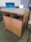 Stone Top Faux Wood Veneer Double Trash Receptacle