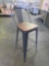 Black Metal Bar Stools with Faux Wood Seats