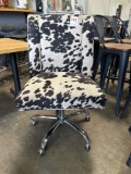 Faux Cowskin Chrome Base Adjustable Swivel Chair