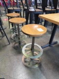 Wood Stools with Metal Base