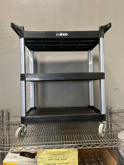 New Winco 3 Tier Black Plastic Utility Cart