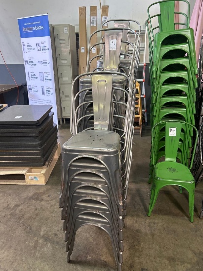 Dark Gray Metal Stack Chairs