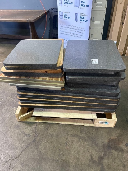 Pallet of Assorted Gray Formica Table Tops in Fair Condition