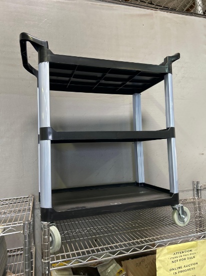 New Winco Black Plastic 3 Tier Utility Cart