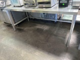 84 in. x 38 in. All Stainless Steel Open Base Table with 6 in. Backsplash