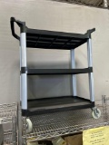New Winco Black Plastic 3 Tier Utility Cart