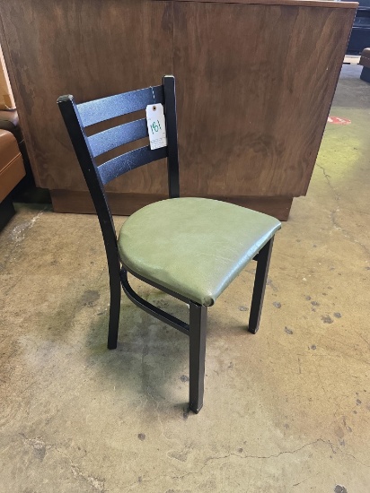 Black Metal Frame Ladderback Dining Chairs with Multicolor Seat Cushions