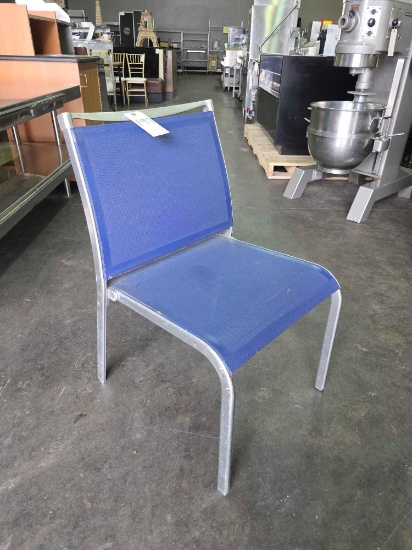 Metal Frame Blue Mesh Stackable Chairs