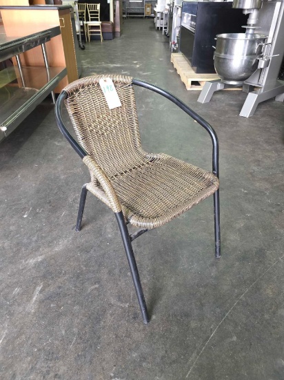 Black Metal Frame Stackable Wicker Chairs