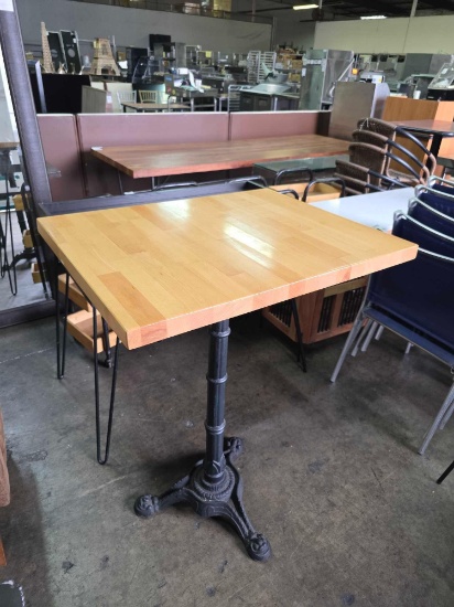 24 in. x 30 in. Solid Wood High Top Tables with Ornate Metal Bases