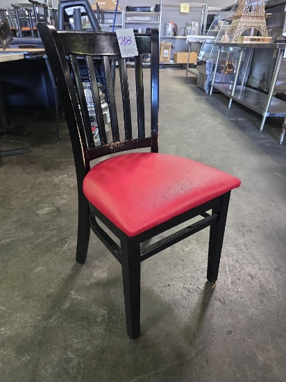 Black Wood Frame Dining Chairs with Red Upholstered Seats