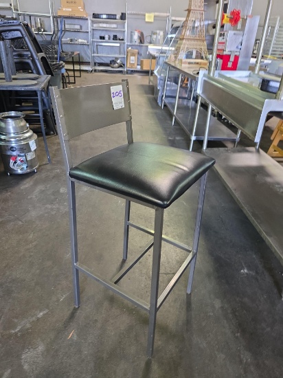 Metal Bar Stools with Black Upholstered Seats