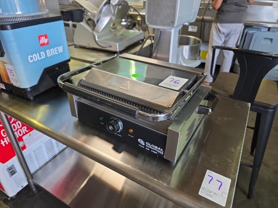 Global Solutions 13 in. Grooved Panini Grill