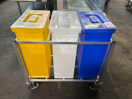 Tri Color Triple Ingredient Bin Set with Dolly