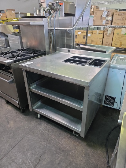 36 in. x 33 in. Stainless Steel Counter with Third Pan Cutouts