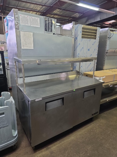 True 60 in. Worktop Refrigerator with Stainless Steel Overshelf