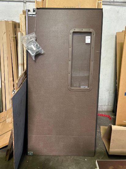 NEW Eliason 82 in. x 41.5 in. Brown Swing Door with Brackets