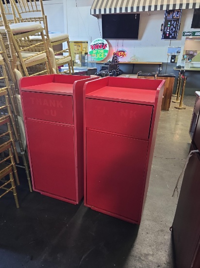 24 in. Red Formica Trash Stations