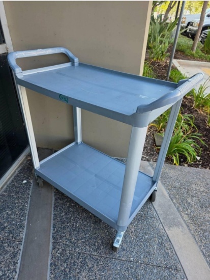 NEW 2 Shelf Plastic Gray Bus Cart