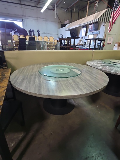 66 in. Round Wood Laminate Tables with Lazy Susan