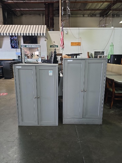 Pair of 32 in. x 14 in. Grey Wood Cabinets