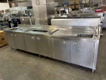 132 in. 28 in. All Stainless Steel Beverage Station on Cabinet Base