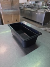 Third 4 in. Black Polycarbonate Food Pans