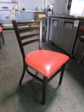 Bronze Metal Frame Ladderback Dining Chairs with Upholstered Seats